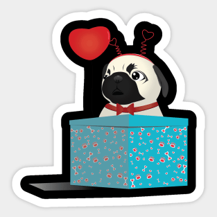 Puppy Pug Valentine Sticker